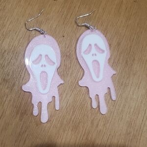 Pink Dripping Ghost Earrings nwot